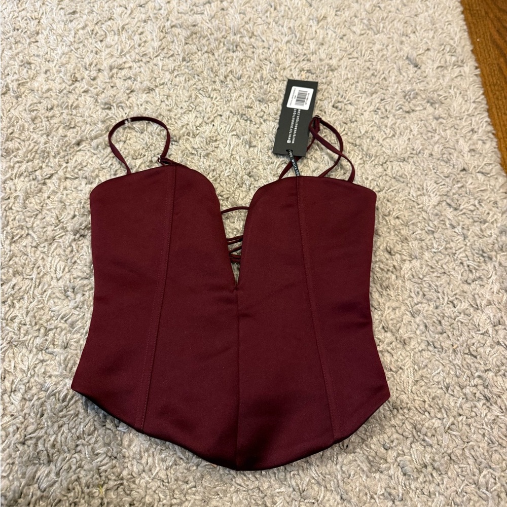 White Fox Wine Cut Out Bustier Bodysuit